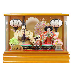 雛人形: 久月 ケース入り 小芥子親王 パノラマガラスケース飾り