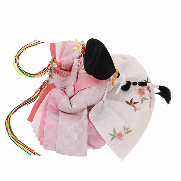 フジキ　 雛人形　雛ごよみ 小三五親王 柳官女 収納三段飾り ピンク桜柄 引き出し式収納箱　詳細画像