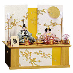 雛人形: 平安豊久作 せれな 芥子親王 木目 桜に月台屏風 収納飾り
