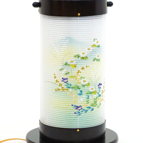 山登盆提灯陽明燈 菊山水 絹二重 電気コード式 木製　詳細画像