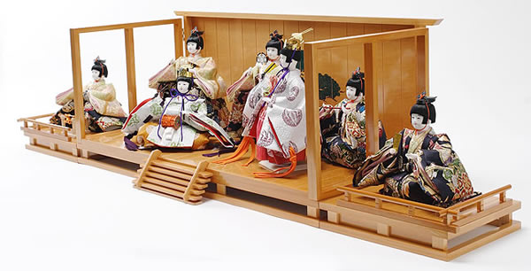 京六番親王　七寸　十七人揃い　「能楽鶴亀雛」