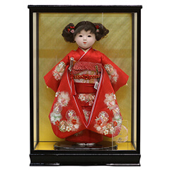 雛人形: 松寿作 市松人形 切嵌京刺繍 ケース入り （HB9）