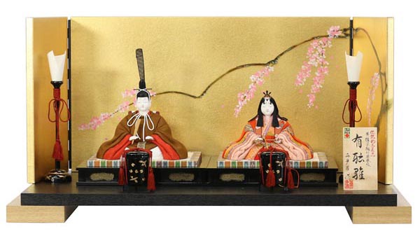 真多呂作 木目込み雛人形 伝統的工芸産業品 有職雛セット 黄櫨染桐竹鳳凰紋