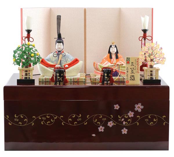 真多呂作 木目込み雛人形 伝統的工芸産業品 三笠雛セット 収納飾り