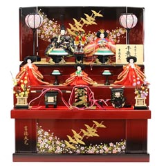 芥子親王 柳官女 三段収納飾り 千歳桜 （引き出し式収納箱） | 収納タイプの三段飾り