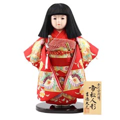 雛人形: 吉徳 市松人形 金彩京刺繍 辻が花