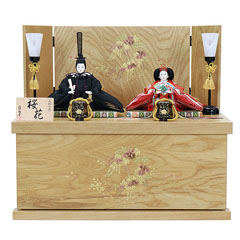 雛人形: 山口政子作 ナチュラル木目花輪桜収納箱 京十二番親王 収納飾り