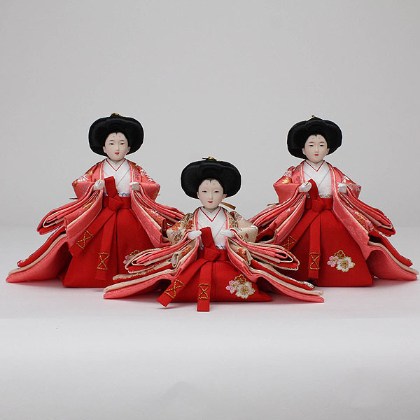 　フジキ　雛人形　京都西陣織 三五親王 柳官女 五人揃い 収納飾り　詳細画像