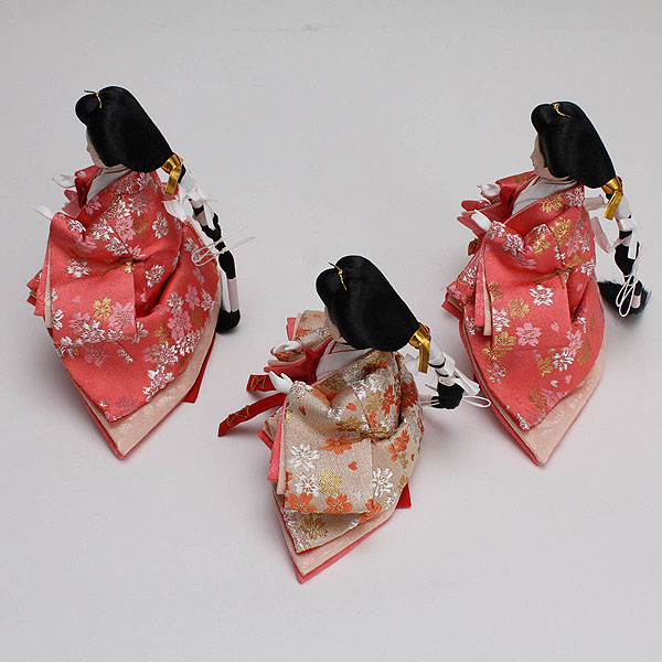 　フジキ　雛人形　京都西陣織 三五親王 柳官女 五人揃い 収納飾り　詳細画像