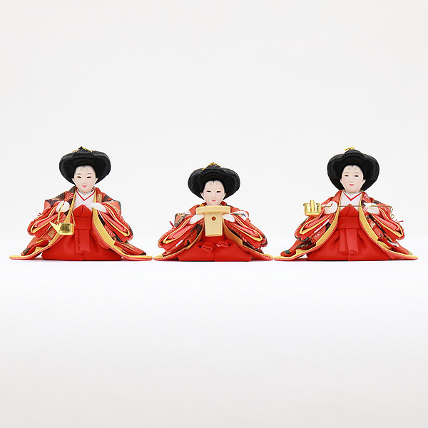 　フジキ　雛人形　紙音 木目調 三段飾り 京十五番親王 1.5寸官女 十人揃い　詳細画像