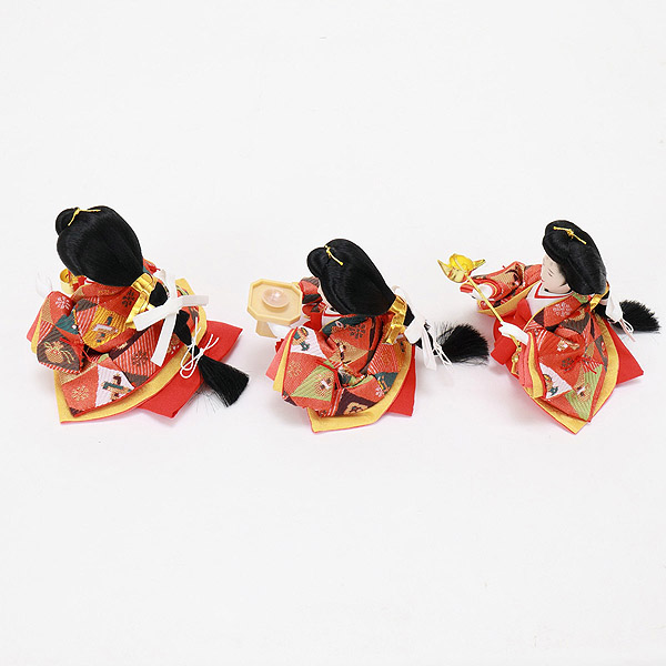 　フジキ　雛人形　紙音 木目調 三段飾り 京十五番親王 1.5寸官女 十人揃い　詳細画像
