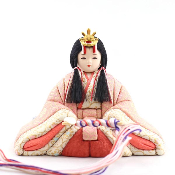 一秀　 雛人形　さくらさくら 親王飾り 透かし麻の葉模様 木製 円形 三日月形飾り台 (小)　詳細画像