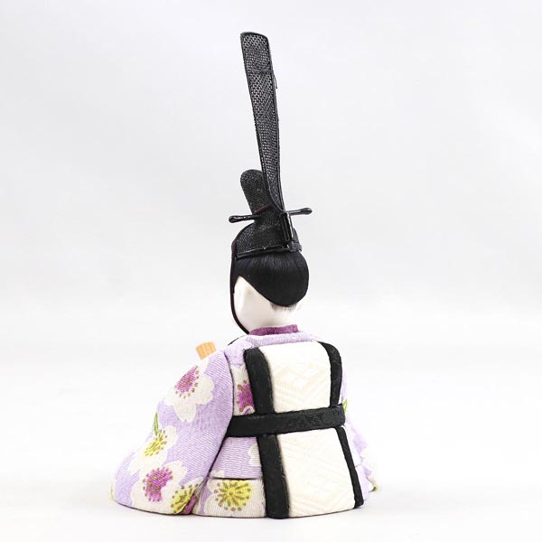 雛人形 真多呂 真多呂作 木目込み雛人形 東山雛 円形丸型 市松柄 三日月飾り台 詳細画像