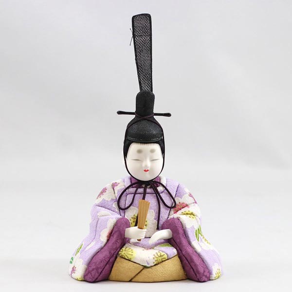 雛人形 真多呂 真多呂作 木目込み雛人形 東山雛 円形丸型 市松柄 三日月飾り台 詳細画像