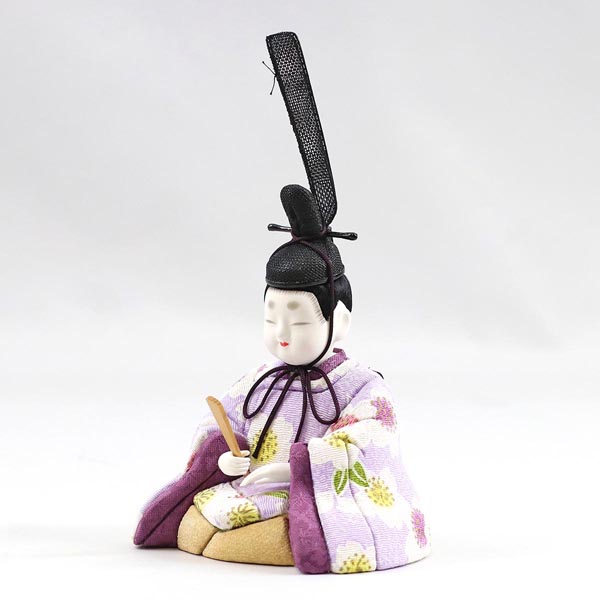 雛人形 真多呂 真多呂作 木目込み雛人形 東山雛 円形丸型 市松柄 三日月飾り台 詳細画像