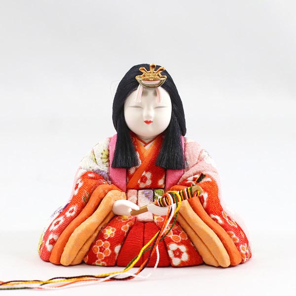 雛人形 真多呂 真多呂作 木目込み雛人形 東山雛 円形丸型 市松柄 三日月飾り台 詳細画像