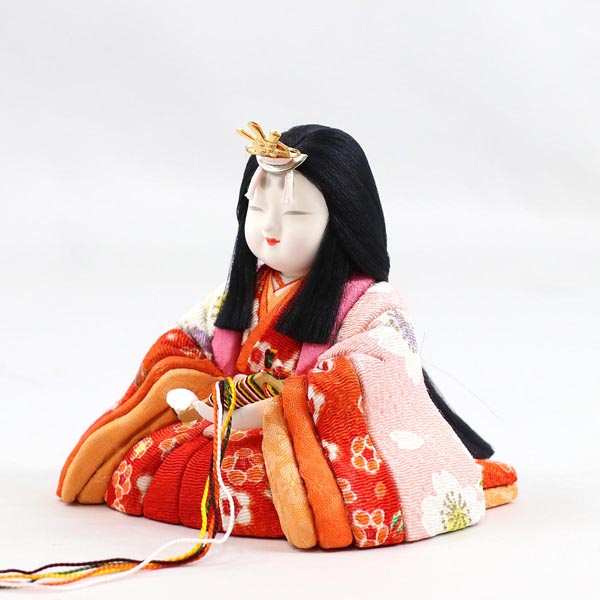 雛人形 真多呂 真多呂作 木目込み雛人形 東山雛 円形丸型 市松柄 三日月飾り台 詳細画像