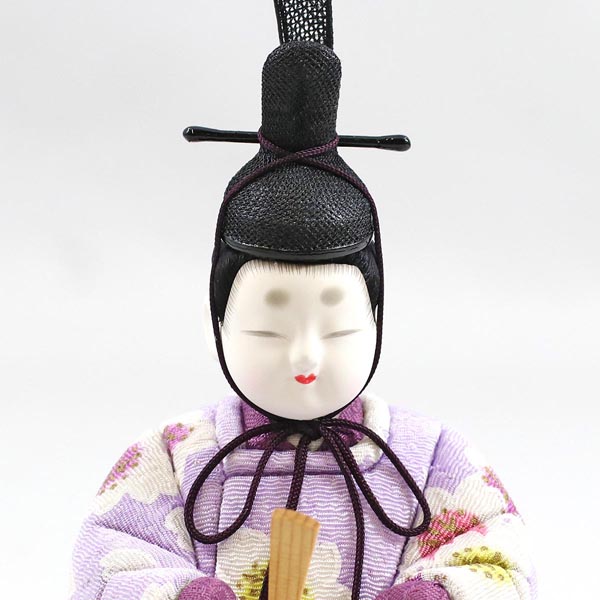 雛人形 真多呂 真多呂作 木目込み雛人形 東山雛 円形丸型 市松柄 三日月飾り台 詳細画像