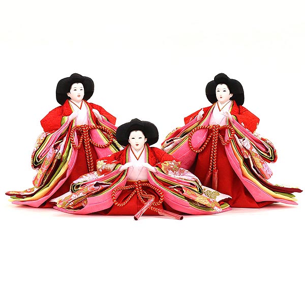 　久月　雛人形　久月 御園雛 衣裳着 木製五人飾り 金彩刺繍 十番親王 三五官女　詳細画像
