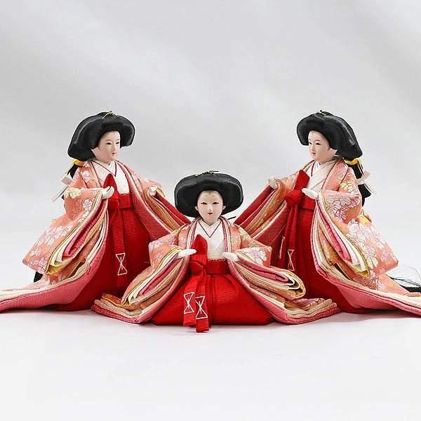 　吉徳　雛人形　芥子親王 柳官女 五人揃い 三段収納飾り 優美桜 （引き出し式収納箱）　詳細画像