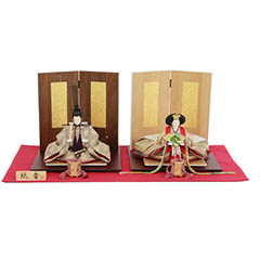 雛人形: 紙音 衣裳着 京十二番 親王飾り 二曲古代屏風