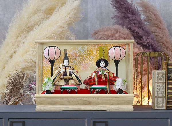 藤翁　 雛人形　みゆき 豆親王 白Ｂ付 栓欅 ガラスケース飾り　詳細画像