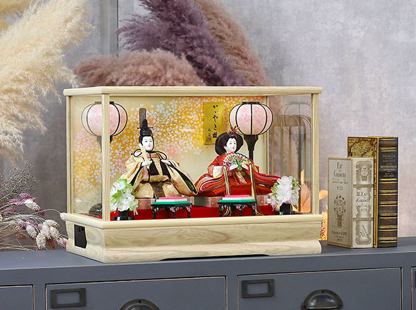 藤翁　 雛人形　みゆき 豆親王 白Ｂ付 栓欅 ガラスケース飾り　詳細画像
