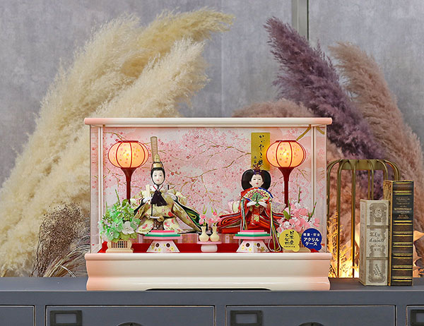 藤翁　 雛人形　菜摘 小三五親王 彩色塗 アクリルケース飾り　詳細画像