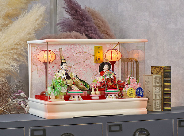 藤翁　 雛人形　菜摘 小三五親王 彩色塗 アクリルケース飾り　詳細画像