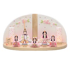 雛人形: さくらさくら 五人飾 16号 コードレス雪洞付