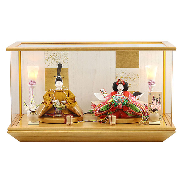 小出松寿作 高雄 黄櫨染 十二番親王 タモ材使用 木製アクリルケース飾り