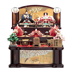 雛人形: 久月 御園雛 衣裳着 木製五人飾り 金彩刺繍 【73HC-26】
