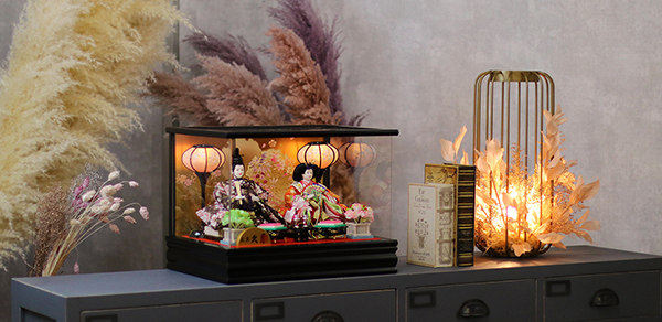 久月　 雛人形　久月 衣裳着 ケース入り 小芥子親王 アクリルケース飾り　詳細画像