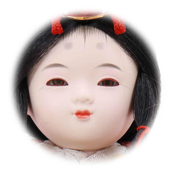 フジキ　 雛人形　大里彩作 ももか 木目込み 五人飾り 円形 丸型 竹製飾り台　詳細画像