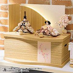 雛人形: 平安豊久作 みれい 芥子親王 木目 LED照明付き屏風 収納飾り