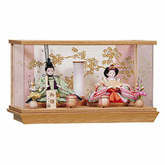 雛人形: 陽 芥子親王 木目 タモ材 アクリルケース飾り