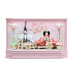 雛人形: 春凪 はるな 芥子親王 ピンク塗 六角アクリルケース飾り