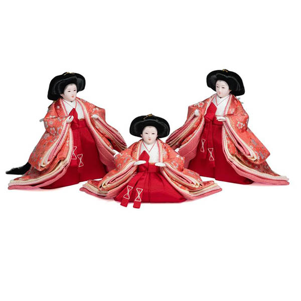 吉徳　 雛人形　芥子親王 柳官女 五人 収納箱飾り 花こばこ　詳細画像