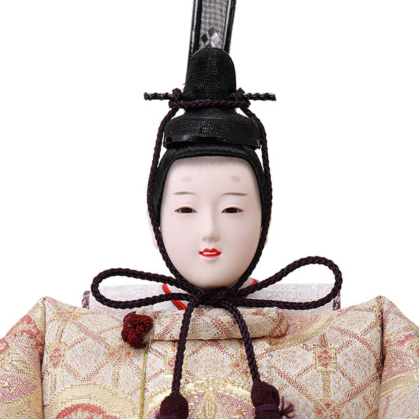 フジキ　 雛人形　優香作 衣裳着 京十番親王 四曲金塗に箔桜屏風 黒塗り飾り台　詳細画像