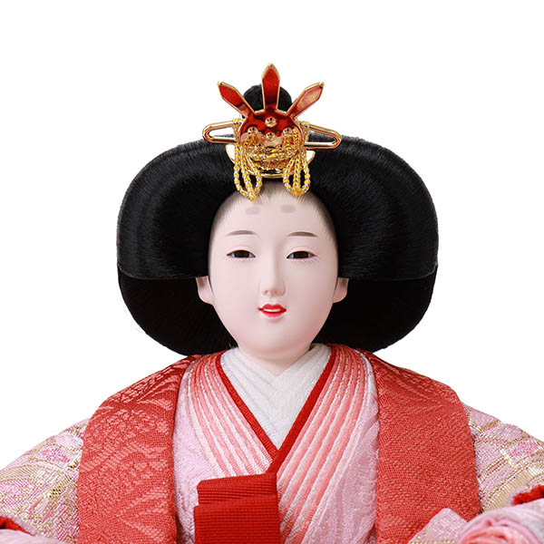 フジキ　 雛人形　優香作 衣裳着 京十番親王 四曲金塗に箔桜屏風 黒塗り飾り台　詳細画像