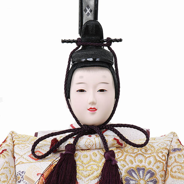 フジキ　 雛人形　優香作 衣裳着 京十番親王 四曲黒溜塗黒地金襴桜屏風 黒溜塗飾り台　詳細画像