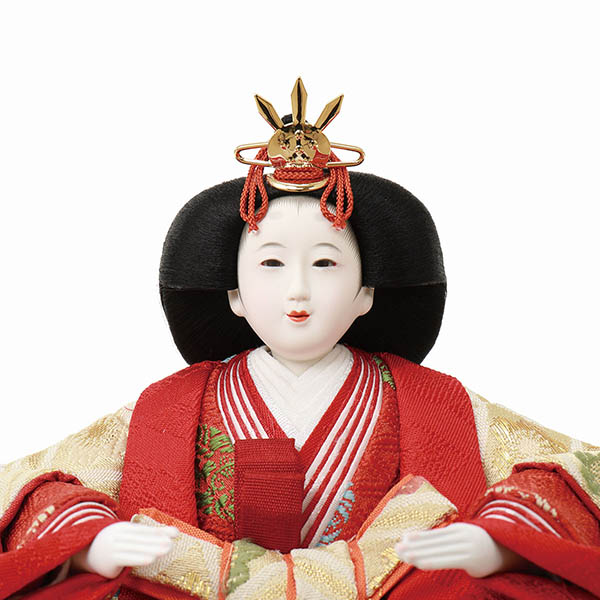 フジキ　 雛人形　優香作 衣裳着 京十二番親王 四曲紅溜塗雅しだれ桜屏風 紅溜塗飾り台　詳細画像
