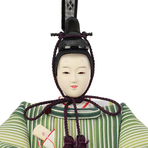 フジキ　 雛人形　優香作 衣裳着 京十二番親王 小倉織 二曲変速古代屏風 木製 飾り台　詳細画像