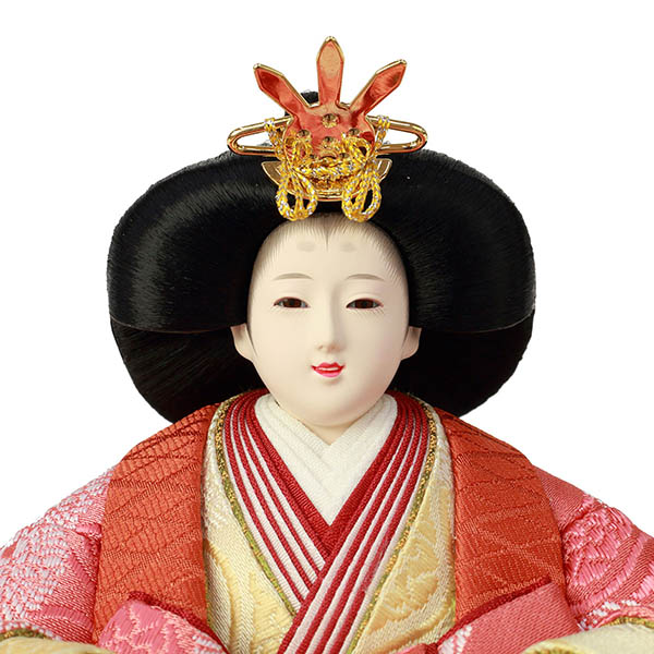 フジキ　 雛人形　山口政子作 衣裳着 京十二番親王 三曲紅溜塗金箔に枝桜屏風 飾り台　詳細画像