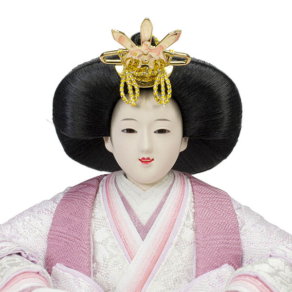 フジキ　 雛人形　山口政子作 衣裳着 京十三番親王 二曲唐草屏風 木製 楕円飾り台　詳細画像