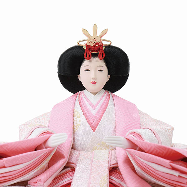 フジキ　 雛人形　雅泉作 衣裳着 芥子親王 三曲変変則彩月屏風 金ラメ 飾り台　詳細画像