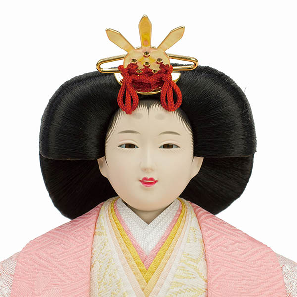 フジキ　 雛人形　恵翠作 衣裳着 小三五親王 刺しゅう 四曲麻の葉屏風 木製 飾り台　詳細画像
