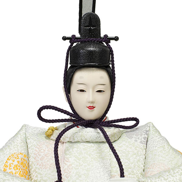 フジキ　 雛人形　恵翠作 衣裳着 小三五親王 変則波屏風 白木 飾り台　詳細画像