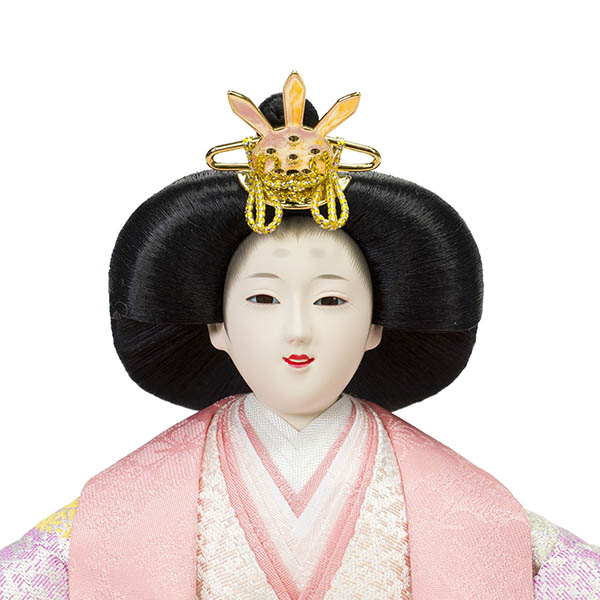 フジキ　 雛人形　恵翠作 衣裳着 小三五親王 変則波屏風 白木 飾り台　詳細画像