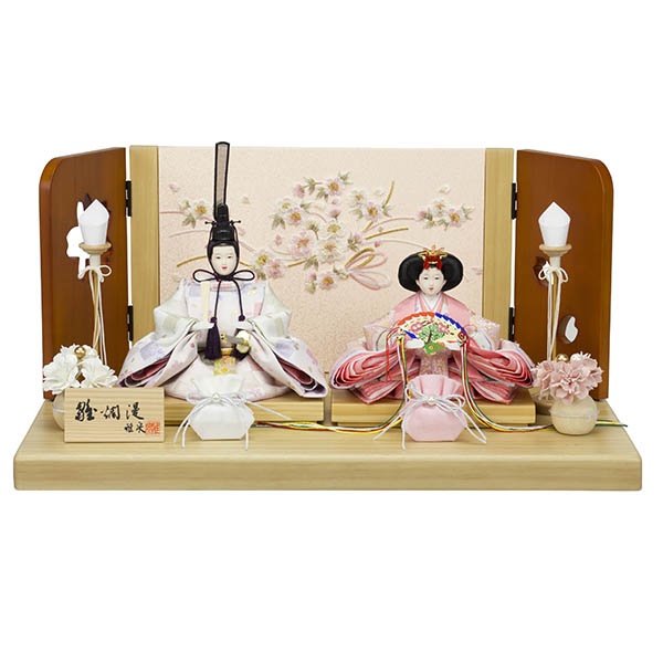 雅泉作 衣裳着 芥子親王 三曲塗桐刺繍屏風 飾り台